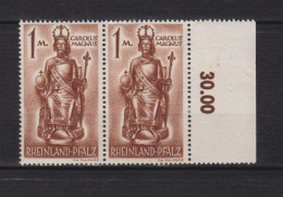 Une Paires   Timbres   1 Mark   **    Bord De Feuille   Zone Française   Rheinland Pfalz - Rhénanie-Palatinat