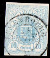 Luxemburg 1859 10 C Light Blue - 1859-1880 Coat Of Arms