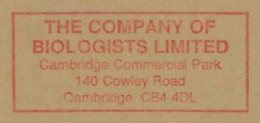 Great Britain 1991 Cover Fragment Meter Stamp Pitney Bowes 6300 Series Slogan The Company Of Biologists Ltd In Cambridge - Cartas & Documentos