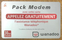 TICKET TÉLÉPHONE WANADOO PACK MODEM 03/01/2004 SPÉCIMEN PREPAID PREPAYÉE CALLING CARD TELECARTE SCHEDA PHONE CARD - FT