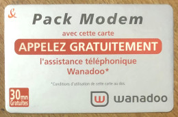 TICKET TÉLÉPHONE WANADOO PACK MODEM 01/10/2003 SPÉCIMEN PREPAID PREPAYÉE CALLING CARD TELECARTE SCHEDA PHONE CARD - Tickets FT