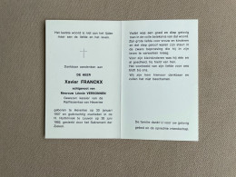 FRANCKX Xavier °HEVERLEE 1907 +LEUVEN 1982 - VERSONNEN - Gewezen Kassier Van De Raiffeisenkas Van Heverlee - Décès