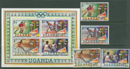 Uganda 1980 Olympic Games Moscow, Football Soccer, Boxing, Athletics Set Of 4 + S/s MNH - Verano 1980: Moscu