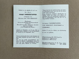 VANDERSTAPPEN Joseph °KESSEl-LO 1913 +LEUVEN 1972 - VAN AERSCHOT - PINXTEREN - DORMAELS - Beenhouwer - Décès