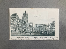 Gruss Aus Basel Marketplatz Mit Rathaus Carte Postale Postcard - Basel