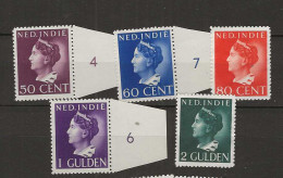 1941 MNG Nederlands Indië NVPH 282-86Da Getande Kleurproeven - Nederlands-Indië