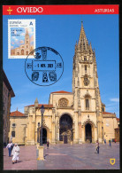 ESPAÑA (2021) Carte Maximum Card TUSELLO - Catedral San Salvador Oviedo, Cathedral, Cathedrale, Kathedrale - Cartoline Maximum