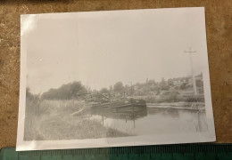 Real Photo - Bateau Navire  Péniche Sur Le Canal  Bourg-et-Comin Aisne 02 - Automobiles