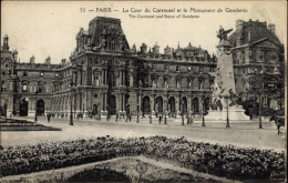 CPA Paris III, La Cour Du Carrousel Und Das Gambetta-Denkmal - Altri & Non Classificati