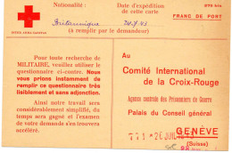 SINGAPOUR. 1943.  AVIS DE RECHERCHE POUR COMITE INTERNATIONAL CROIX-ROUGE GENEVE (SUISSE).  - Singapore (...-1959)