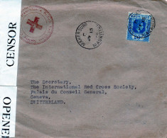 MAURITIUS. 1942. "BRITISH RED CROSS SOCIETY". POUR CICR GENEVE (SUISSE); CENSURE - Mauricio (...-1967)