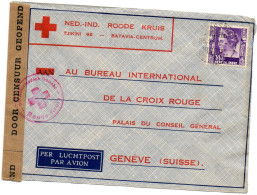 INDES NEERLANDAISES.1940. ROODE KRUIS BATAVIA.  POUR C.I.C.R. GENEVE (SUISSE).   CENSURE. - Indes Néerlandaises