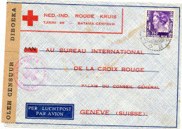 INDES NEERLANDAISES.1940. ROODE KRUIS BATAVIA.  POUR C.I.C.R. GENEVE (SUISSE).   CENSURE. - Indes Néerlandaises