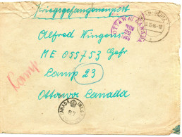 ALLEMAGNE. 1946. PRISONNIER DE GUERRE ALLEMAND INTERNE  CAMP 23 CANADA.  CENSURE - Briefe U. Dokumente