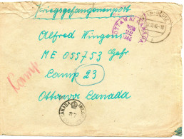 ALLEMAGNE. 1946. PRISONNIER DE GUERRE ALLEMAND INTERNE  CAMP 23 CANADA.  CENSURE - Covers & Documents