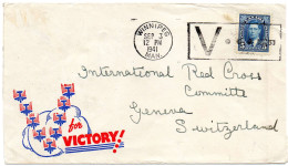 CANADA. 1941."V". VICTORY. POUR C.I.C.R. GENEVE (SUISSE).  - Brieven En Documenten