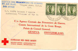 AUSTRALIE. 1941. RED CROSS SOCIETY. SERVICE PRISONNIERS DE GUERRE..(devant De Lettre) - Storia Postale