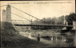 CPA Mareuil Sur Ay Marne, Le Pont Suspendu Sur La Marne - Sonstige & Ohne Zuordnung