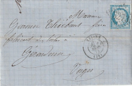 Lettre De Salins à Gérardmer LAC - 1849-1876: Classic Period