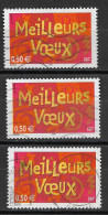 France 2003 Oblitéré N° 3623   ( 3 Exemplaires )   "  Meilleurs Voeux  " - Gebraucht
