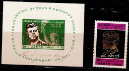 AJMAN 1966 5th DEATH ANNIVERSARY OF JOHN F. KENNEDY MI No 325+BLOCK 65 MNH VF!! - Adschman