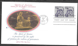 1977 FDC Americana Series, 10 Cents Justice, Sheet, Fleetwood Cachet - 1971-1980