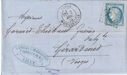 Lettre De Lille à Gérardmer LAC - 1849-1876: Klassieke Periode
