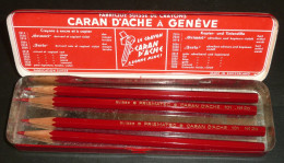 Rare Ancienne Boite De Crayons Rouge CARAN D'ACHE Genève Suisse Prismatec 101 - Altri & Non Classificati