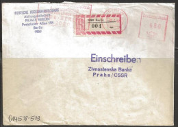 1987 Registered, Meter, Berlin Bank To Praha Czechoslovakia - Covers & Documents