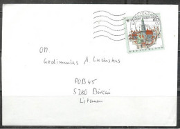 1998 City Of Nordingen Used On Cover To Bircai, Lithuania - Cartas & Documentos