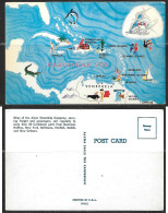 Caribbean Sea Map PC From Alco Steamship Company, Unused - Mapas