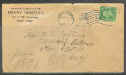 1898 New York (Jul 22) "2" Flag Cancel Corner Card - Covers & Documents