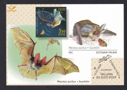 Stamps Card. Estonian Fauna- Bat - Estonie