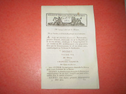 Lois An XI : Napoléon Bonaparte 1er Consul : Loi Sur Le Divorce . 1803 - Gesetze & Erlasse