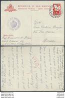 1959 San Marino Cartolina Postale Tre Penne Cancelled Filagrano N. C28 - Altri & Non Classificati