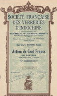 Indochine - Société Française Des Verreries D'Indochine - Action De 100 Frs / 1929 - Asia