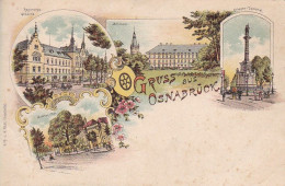 AK Gruss Aus Osnabrück - Waterloo-Thor Regierungsgebäude Schloss Krieger-Denkmal- Litho - Ca. 1900 (69408) - Osnabrueck