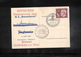 Germany / Deutschland 1960 Deutscher Spediteurtag 1960 Bremen - Ship BREMERHAVEN Interesting Postcard - Cartas & Documentos