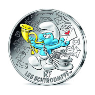 France 10 Euro Silver 2020 Postman The Smurfs Colored Coin Cartoon 00400 - Herdenking