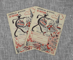 2 Anciens Protège-cahiers Publicitaires, "graines Le Paysan", Décor Au Pochoir Sur Papier Ancien, 1940/1950 - Landbouw