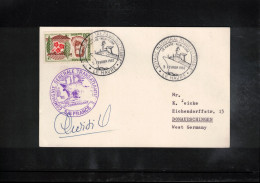 France 1962 Voyage Inaugural Paquebot FRANCE Le Havre-New York Interesting Postcard With Capitan Signature - Brieven En Documenten