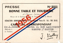 Sarthe - Mamers- Hôtel Du Bon Laboureur - Ensemble De Documents Années 1940 - 1950 - Sin Clasificación