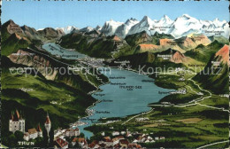 12547097 Thun BE Mit Thunersee Panoramakarte Thun - Autres & Non Classés