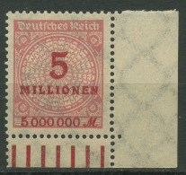 Deutsches Reich Inflation 1923 Korbdeckel Walze 317 AW Ecke Unt. Re. Postfrisch - Ungebraucht