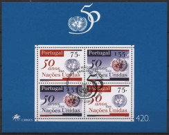 Portugal 1995 Vereinte Nationen UNO Emblem Block 107 Gestempelt (C91119) - Hojas Bloque