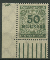 Deutsches Reich Inflation 1923 Korbdeckel Walze 321 AWa Ecke Unt. Li. Postfrisch - Ungebraucht