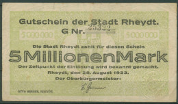 Rheydt 5 Millionen Mark 1923, Keller 4561 F, Gebraucht (K1098) - Sonstige & Ohne Zuordnung