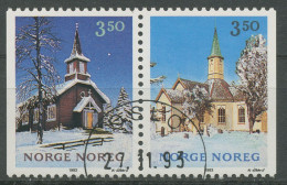 Norwegen 1993 Weihnachten Kirche Kapelle 1141/42 Gestempelt - Usati