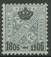 Württemberg Dienstmarken 1906 100 Jahre Königreich Württemberg 217 Mit Falz - Postfris