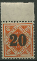 Württemberg Dienstmarken 1923 Mit Aufdruck, Mit Oberrand 187 OR Postfrisch - Neufs
